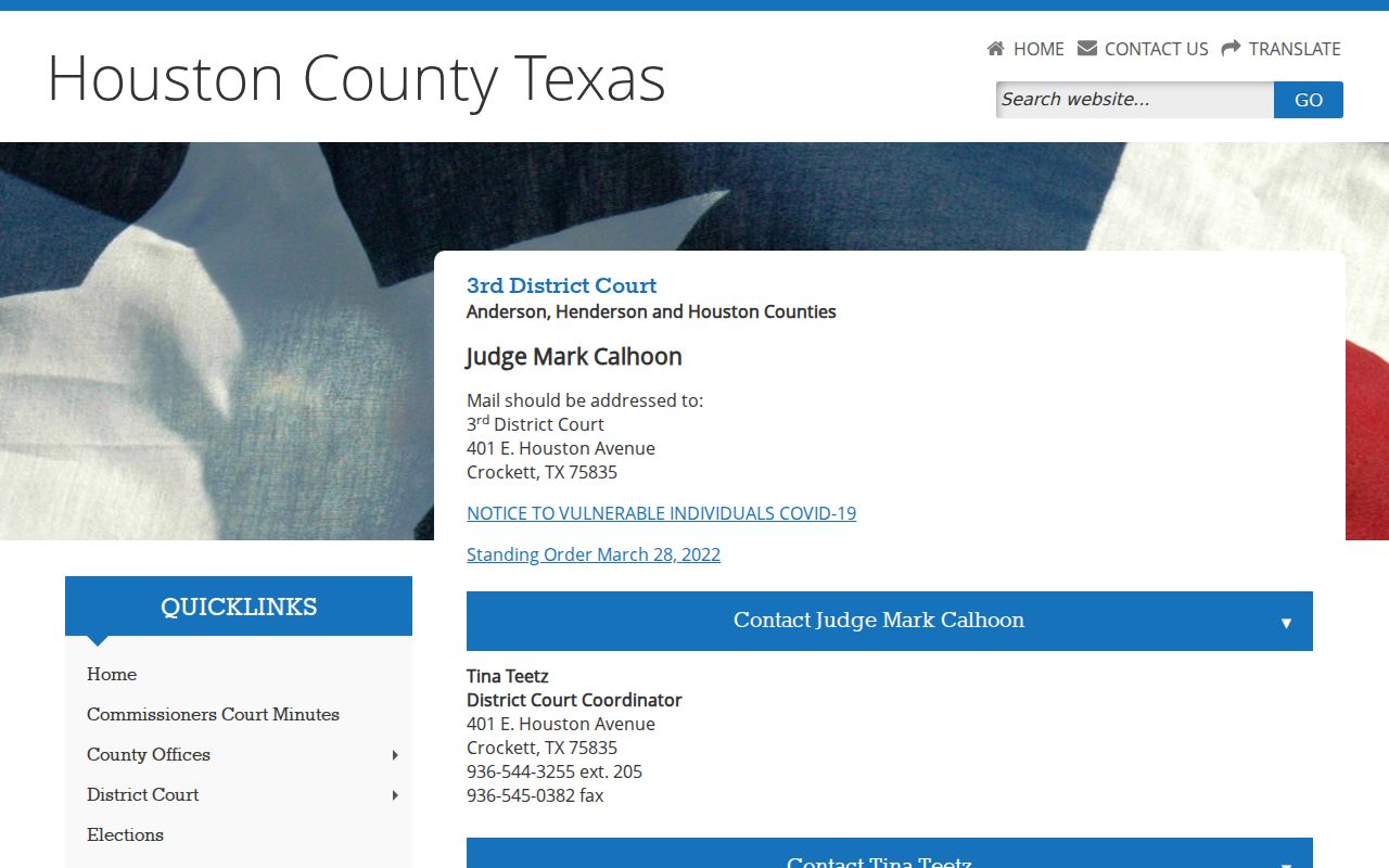 Houston County bench warrant information: 3rd District Court context and clerk route