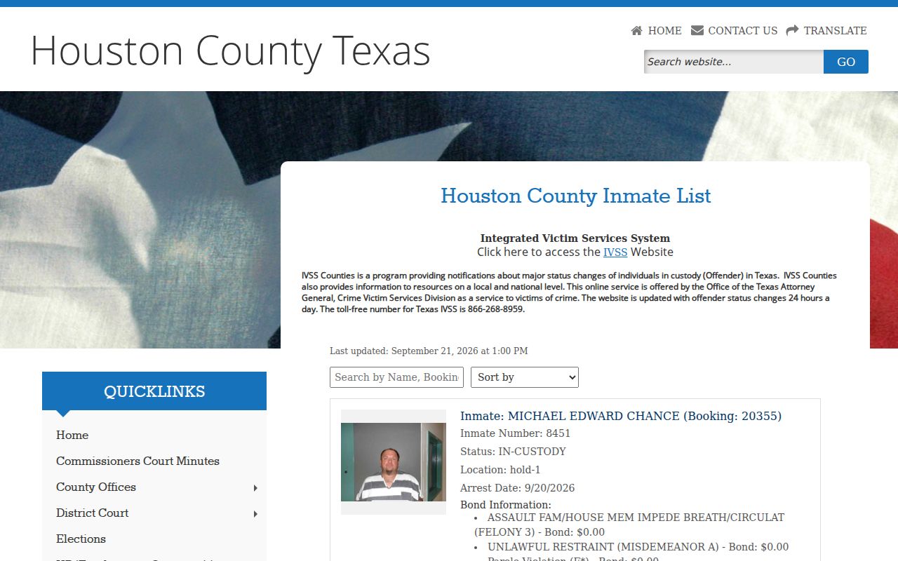 Houston County warrant lookup: official inmate search controls for name and custody numbers