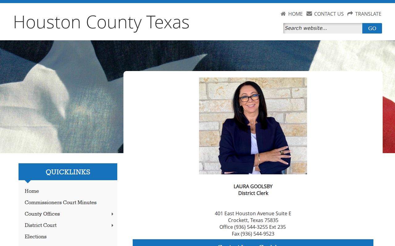 Houston County arrest warrant records: District Clerk felony-record and warrant-preparation office